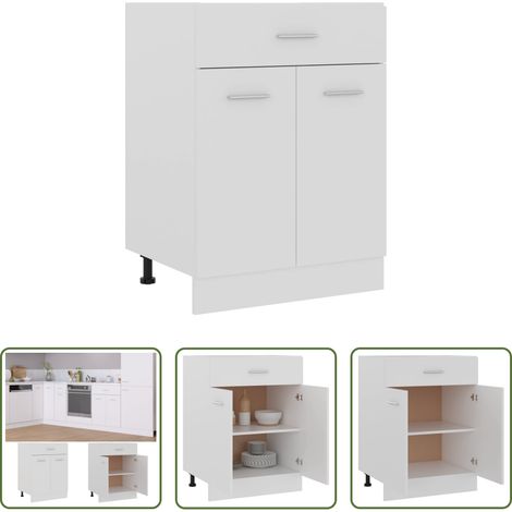 vidaXL Holzwerkstoff - Schubunterschrank Lyon Weiß 60x46x81,5 cm Holzwerkstoff (1/5)