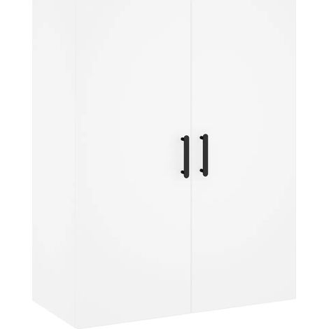 Mobiletto a parete bianco design pratico per soggiorno o camera da letto 69,5 x 34 x 90 cm realizzato in legno composito bianco 020048586