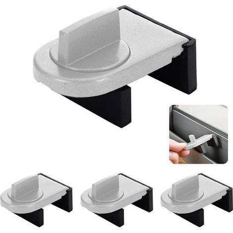 4 Pièces Verrou Baie Coulissante,Serrure Butée Réglable,Serrure de Sécurité pour Fenêtre,Bloque Fenetre Coulissante,Sans Perceuse,pour Portes et Fenêtres Coulissantes (1/5)