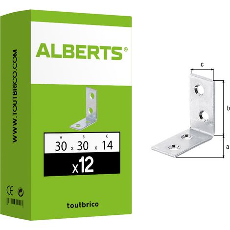 12 équerres 30x30x14mm galvanisé bichromaté Alberts (1/3)