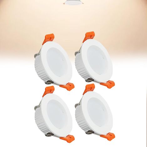 Lot de 4 spots LED encastrables de plafond 3 W, 4000 K, blanc neutre, panneau lumineux ultra fin, coupe Φ50-55 mm, AC110-240 V pour salon, bureau (1/5)