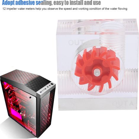 Indicateur de Débit pour Refroidissement Liquide, Filetage G1/4, Accessoire PC Rouge Acrylique LSJ PM3 (1/5)