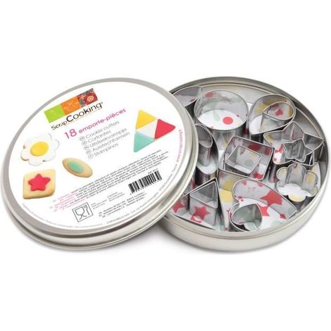 Emporte-pièces - ScrapCooking® - 18 mini emporte-pièces - Inox - Compatible lave-vaisselle - Boîte de rangement