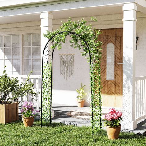 Arche de jardin 125x37x230 cm Noir en acier pour roses et plantes grimpantes de mariage pour et décorations