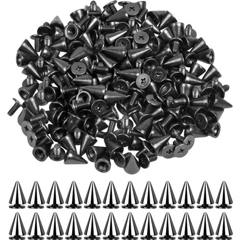 100 Pcs Rivet Cône Cuir Rivets Punk Métal Bullet Rivets Clous Pointes Rivets Bullet Cône Rivet Goujons Vis Decorative Rivet pour Vêtements Chaussures Bracelets Maroquinerie, 7 10 mm, Noir (1/5)