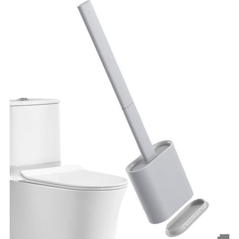 Brosse WC - Tete Plate En Silicone - Support Anti-goutte Detachable - Design Ventile Pour Sechage Rapide - 1 Unite (1/5)