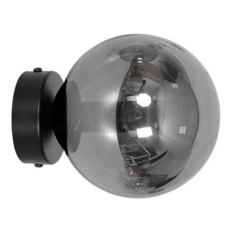 Lampada a Parete Rossi, Acciaio verniciato a polvere, Vetro, Nero, Grigio, 15x15x16 cm