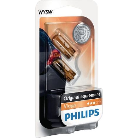 2 ampoules WY5W Vision - 12V - 5W - Orange - Philips - Homologue (1/2)