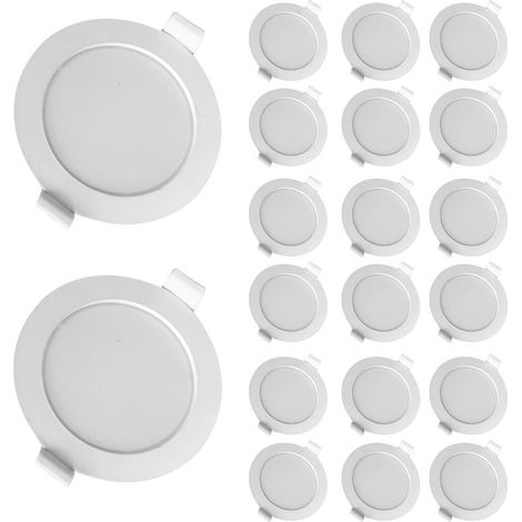 Arum Lighting – Lot de 20 spots encastrables 6W – Équivalent 50W – Blanc naturel – Angle de diffusion 120° – Diamètre 100 mm – Transformateur LED intégré (1/5)