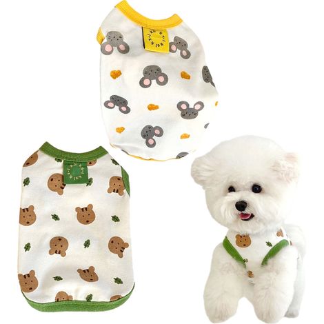 2 pièces Gilet pour animaux, jaune ou vert, fibre synthétique déchiquetée, pour chiens et chats, printemps-été (1/5)