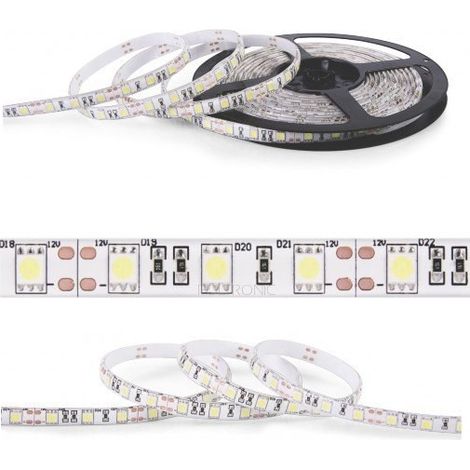 Striscia LED Nextec 12V SMD 5050 - 300 LED IP63 RGB substrato bianco rotolo 5m 10m
