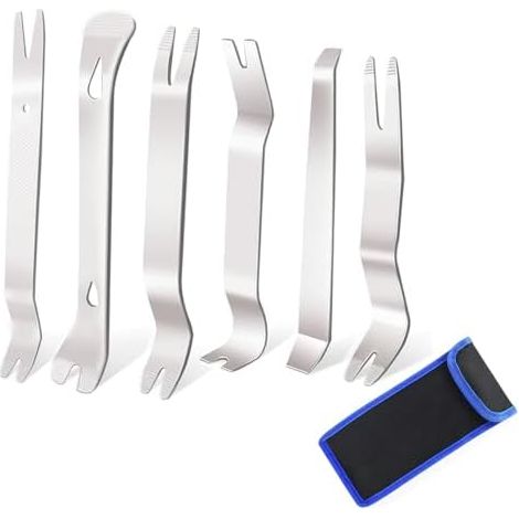 Lot de 6 Cales Garniture + Outil à Levier - en Acier Inoxydable pour Le démontage Voiture revêtement Porte (1/5)