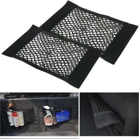 Trunk Storage Net, 2 Pack coffre arrière de voiture Back Seat Sticker élastiques Cargo String Net Stockage de maille Ajouter