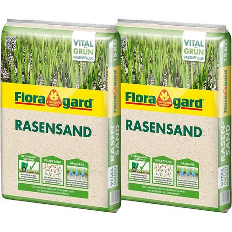 Floragard Rasensand Quarzsand Gartensand Rasen Sand 30 kg (2 x 15 kg) (1/4)