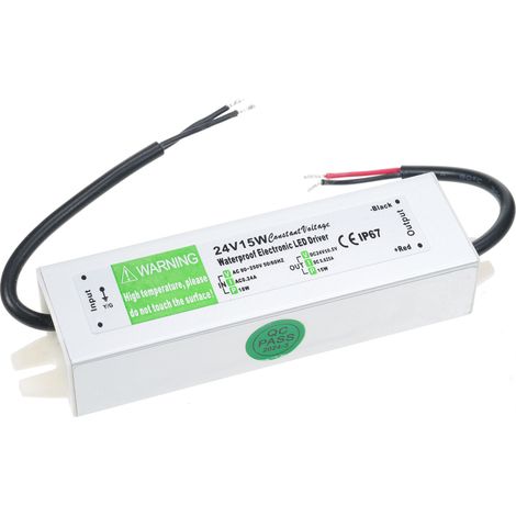 Alimentation LED étanche IP67, transformateur adaptateur AC 90V-250V vers DC 24V 15W, tension de sortie constante, pour ruban LED et enseigne lumineuse extérieure. (1/5)