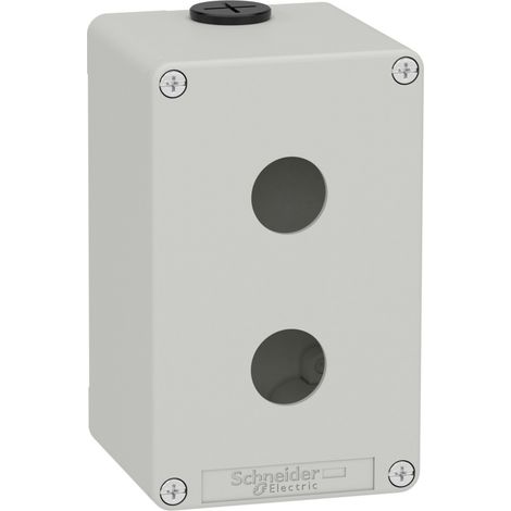 SCHNEIDER graue leere Box mit 2 Löchern, aus strapazierfähigem Material und mit kompaktem Design.