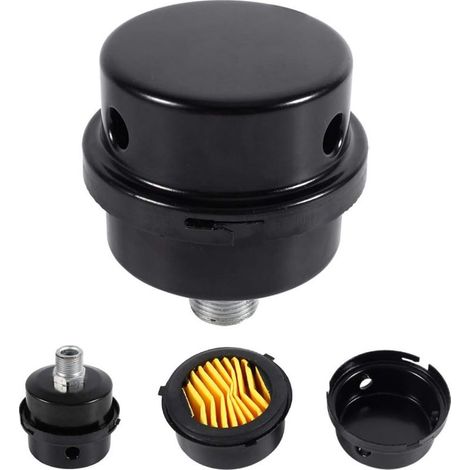 1 pièce 3/8"16MM Silencieux de Filtre à Air de compresseur Métal d'air pour les chaudières à compresseur d'air Couleur Noir (1/5)