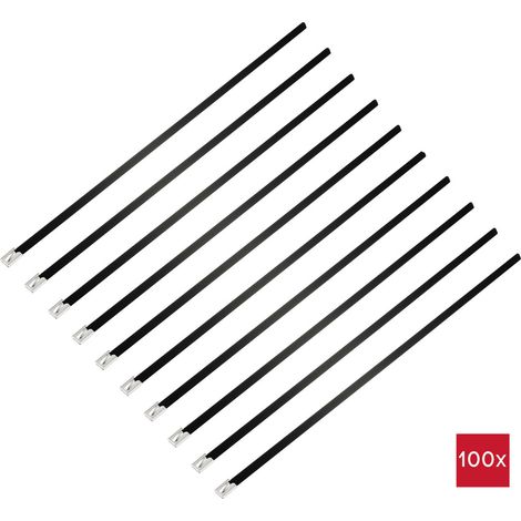 TRU COMPONENTS TC-12647616 Stahlkabelbinder 360 mm 7.9 mm AISI 304 mit Beschichtung 100 St. (1/2)