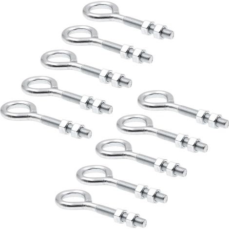 Lot de 10 boulons à oeil avec écrou en acier zingué 1/2 po 13 x 6 po (1/3)
