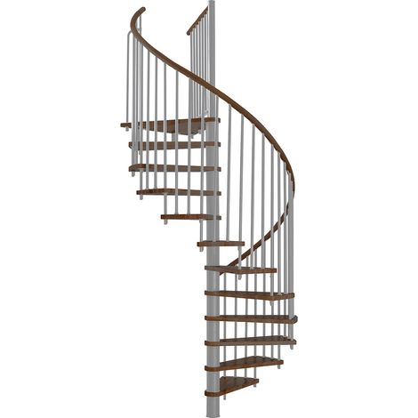 Minka Spindeltreppe Spiral Wood 38 - 305,5cm Geschosshöhe Walnuss Grau 140cm Durchmesser
