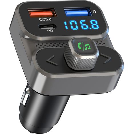 Bluetooth-Auto, Bluetooth 5.3 FM-Transmitter mit 36 W PD + Dual-USB-Schnellladegerät, Bluetooth-Zigarettenanzünder, Bluetooth-Freisprecheinrichtung, Radio-Adapter, HiFi-Sound und Sprachassistent (1/5)
