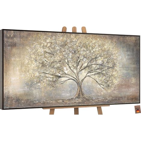 Gemälde Goldbaum Rahmen Grau 140x70 cm