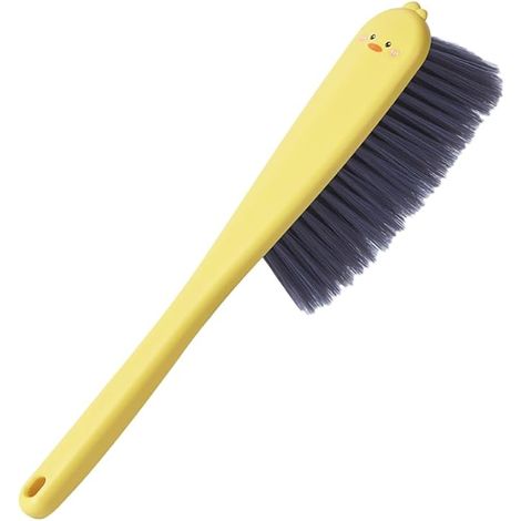 Cepillo de limpieza infantil con forma de patito, mango amarillo y cerdas grises, cepillo para polvo infantil, cepillo para polvo para habitaciones infantiles