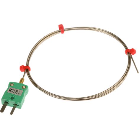 Thermocouple type K Ø 1.5mm, L 1m, +1100°C max à Fiche mâle miniature ( Prix pour 1 ) (1/3)