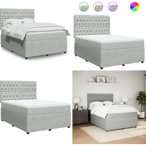 vidaXL Boxspringbett mit Matratze Hellgrau 160x200 cm Samt (1/5)