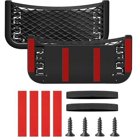 Filet Rangement pour Voiture, Sac Pocket Organizer de Voiture Universel Multifonctionnel Auto-Adhésif Pochette Stockage Elastique pour Ustensiles, Camping Car, Bateaux, Maison (1/5)
