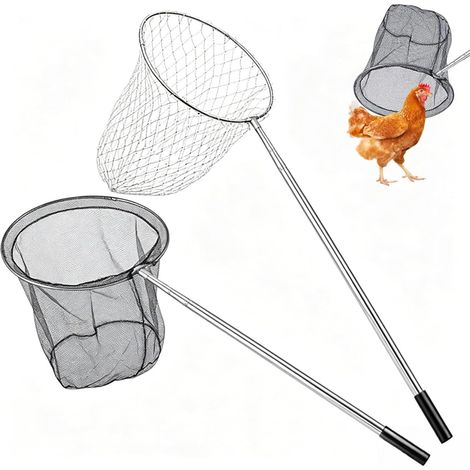 Lot de 2 filets de pêche en acier inoxydable évolutifs pour poules, canards, oies, dindes, poissons, etc (1/5)