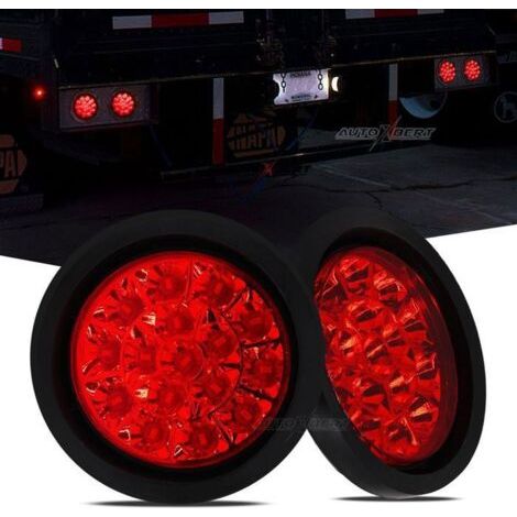 2x 24V étanche camion remorque rond feu arrière frein rouge led feu arrière pour Jeep pickup camion bateau tracteur (1/4)
