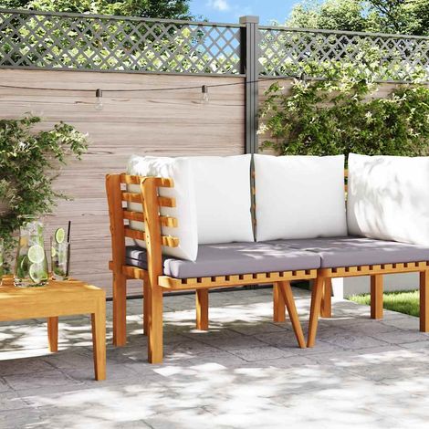 Canapé d'angle de jardin, Canapé d'extérieur, Meuble de jardin, avec coussins Bois d'acacia massif OIB6877E (1/4)