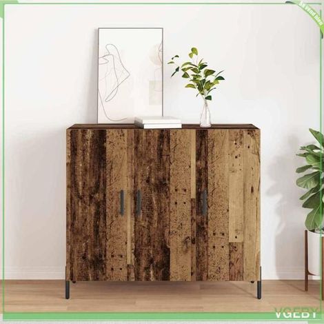 Buffet - ABI - Bois ancien - 3 portes - 90 x 34 x 80 cm - Bois d'ingénierie (1/5)