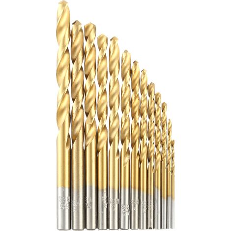 Jeu de 13 forets hélicoïdaux HSS plaqués titane, système métrique, 1,5-6,5 mm, haute qualité, pour le travail du bois et du métal. (1/5)