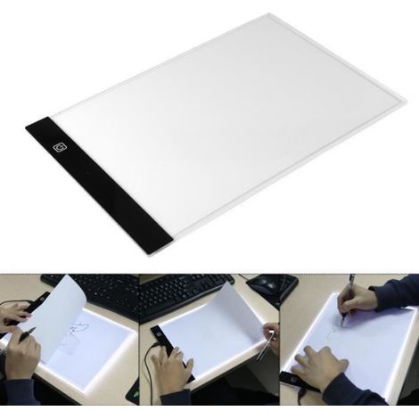 Table Lumineuse LED - 35 x 23,5 cm - A4 - 3 Niveaux de Luminosité - USB Alimenté - 1 Pièce (1/4)