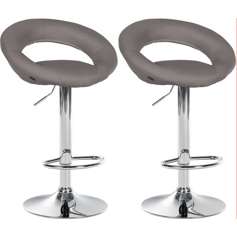 2er Set Barhocker Olinda Stoff grau chrom (1/5)