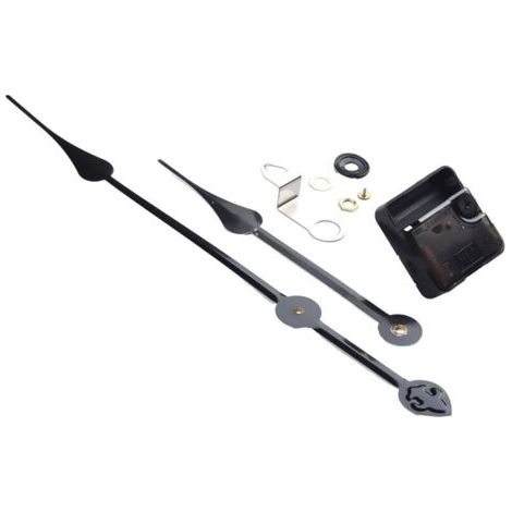 Pair Kit mécanisme horloge murale - 1 pc, Mécanisme quartz silencieux couple élevé, Aiguilles longues pour horloge 50-60cm - Noir (1/5)
