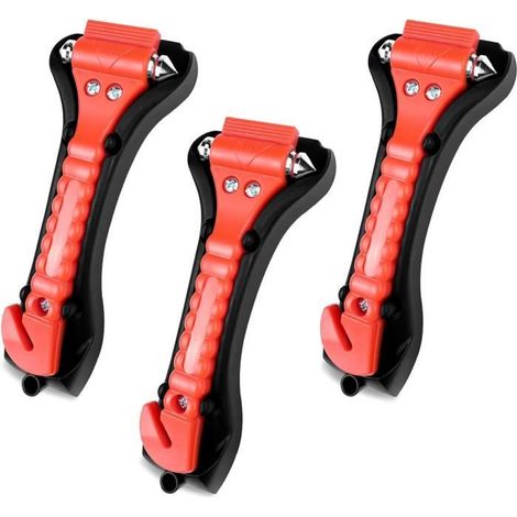 3 Pièces Brise Vitre Coupe Ceinture, Marteau Brise Vitre Voiture de Secours, 2 en 1 Brise-Vitre de Voiture (1/4)