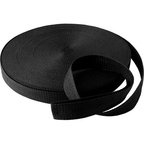 Sangle en polypropylène Noir Ruban de 1,0 cm (3/8 inch) de Large par 22,9 m (1/5)