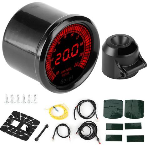 Carburant de Compteur de Rapport d'air, 52mm Noir 7 Couleur Pointeur Jauge de Rapport Air/Carburant Accessoire D'instrument de Voiture Automatique. (1/5)