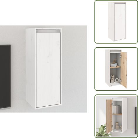 Wandschrank Weiß 30x30x80 cm Massivholz Kiefer - Wandregal - Holzwandregal - Regal Weiß - Hängeschrank - Speicherlösung (1/5)