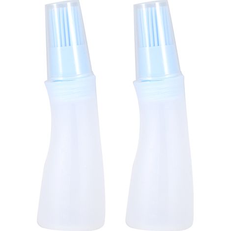 Lot de 2 bouteilles à huile en silicone pour barbecue avec pinceau, outil de cuisine pour la cuisson et le gril, bleu-AquaForge