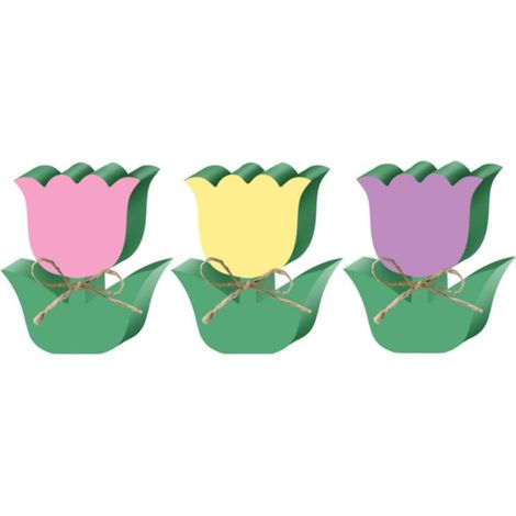 de 3 décorations florales en bois en forme de tulipe pour l