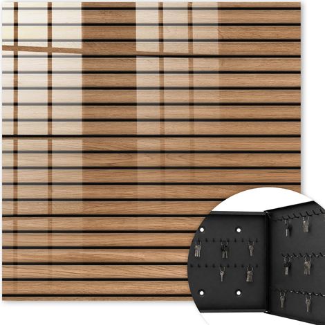 Armoire à clés - (30 cm x 30 cm) - Boîte à clés murale - Coffret de rangement pour clés - Couleur noire - Ouverture vers la droite - Pour maison et bureau - panneaux en bois (1/5)