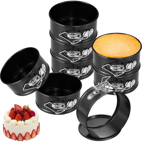8 Moule Charnière avec Fond Amovible, 4 Inch Moule Gâteaux Rond Manqué Pâtisserie Mini, Moules Gâteaux Fromage Antiadhésifs Accessoire Cercle Patisserie Moulle Manquer pour Cheesecakes, Tarte Mousse (1/5)