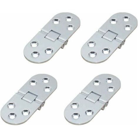 4 Pack Folding Table Hinges - Flat Hinges for Cabinet Doors - Zinc Plated - for Folding Furniture (Silver) (1/5)