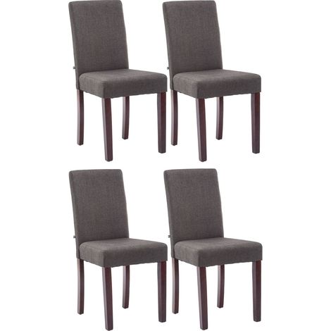Lot de 4 chaises de salle à manger design moderne en tissu gris foncé pieds en bois marron foncé 100001770 (1/5)