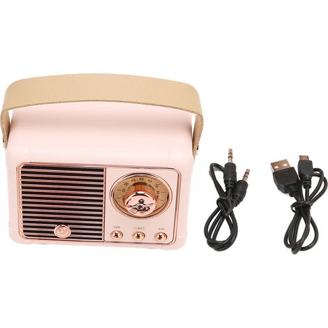 Enceinte Bluetooth Vintage Stéréo HiFi, Transmission Rapide Faible Consommation, Portable pour Intérieur et Extérieur Rose (1/5)