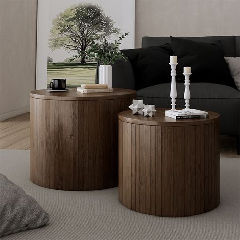 Conjunto de mesa de centro Tavilo, Nogal, 48 x 48 cm 2 partes, Vicco